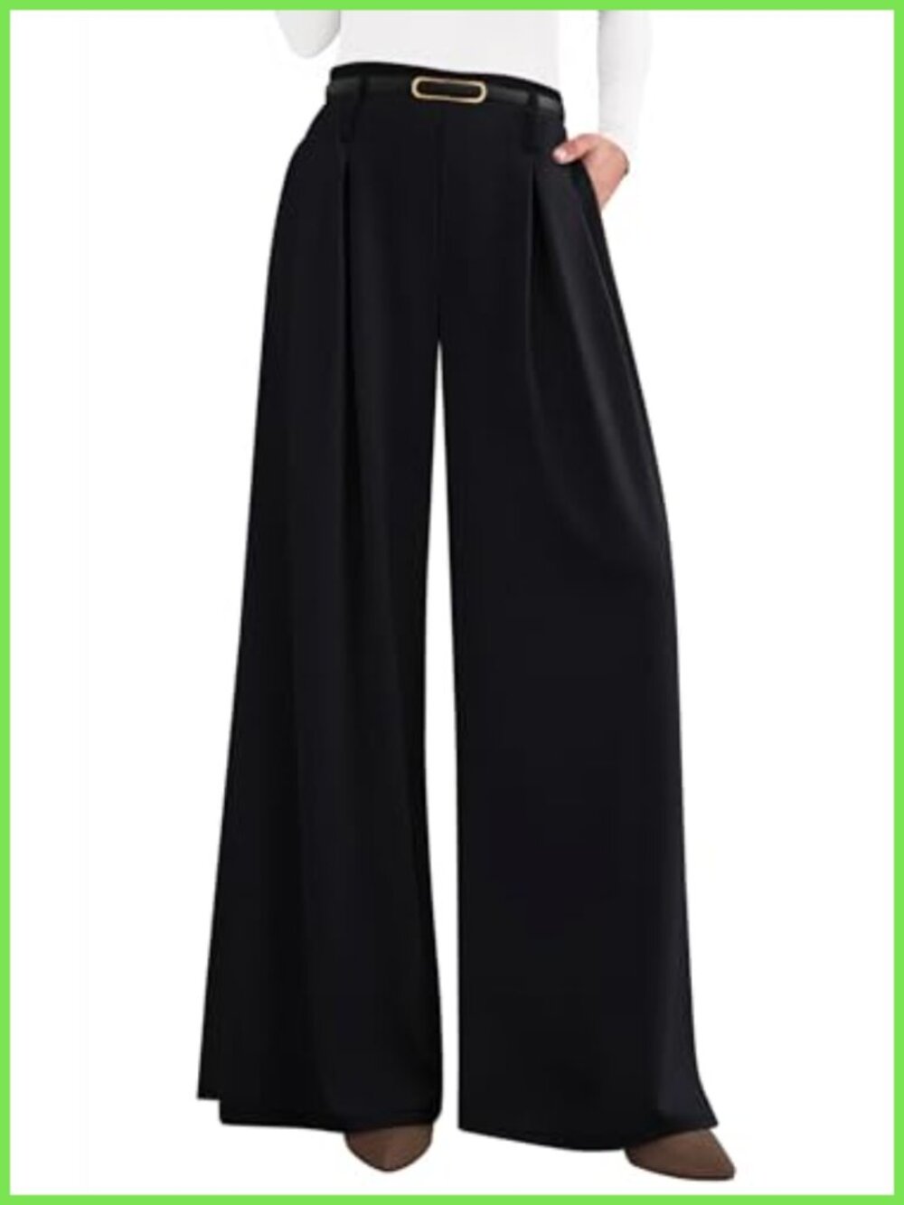 Wide Leg Dress Pants High Waisted Pleated Flowy Trousers